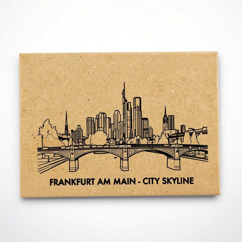 Frankfurt am Main - Stadt-Skyline | Handgefertigter architektonischer Kühlschrankmagnet