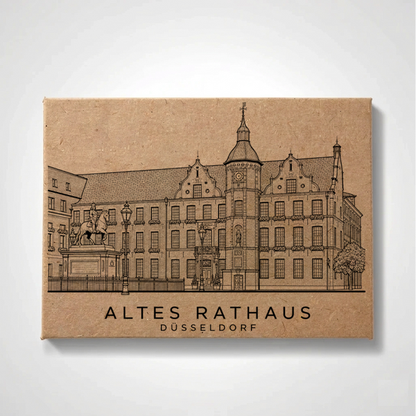 Handmade Fridge Magnet Souvenir - Düsseldorf - Old Townhall