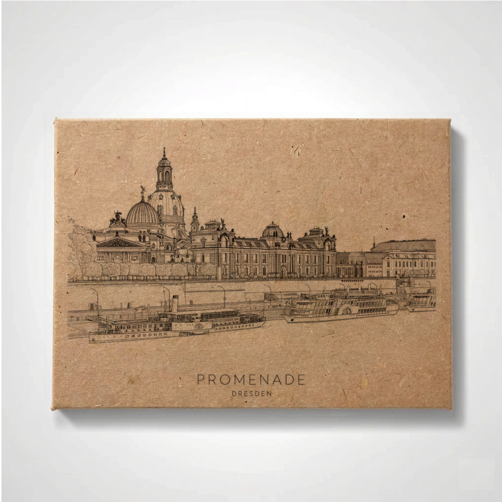 Dresden Promenade Magnet – Minimalist Elbe Skyline Souvenir