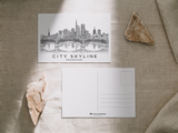 Frankfurt am Main city skyline postcard, front and back
