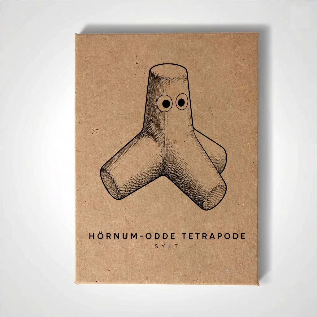 Handmade fridge magnet of a concrete tetrapod on the Hörnum-Odde, Sylt — Handmade Souvenir Fridge Magnet