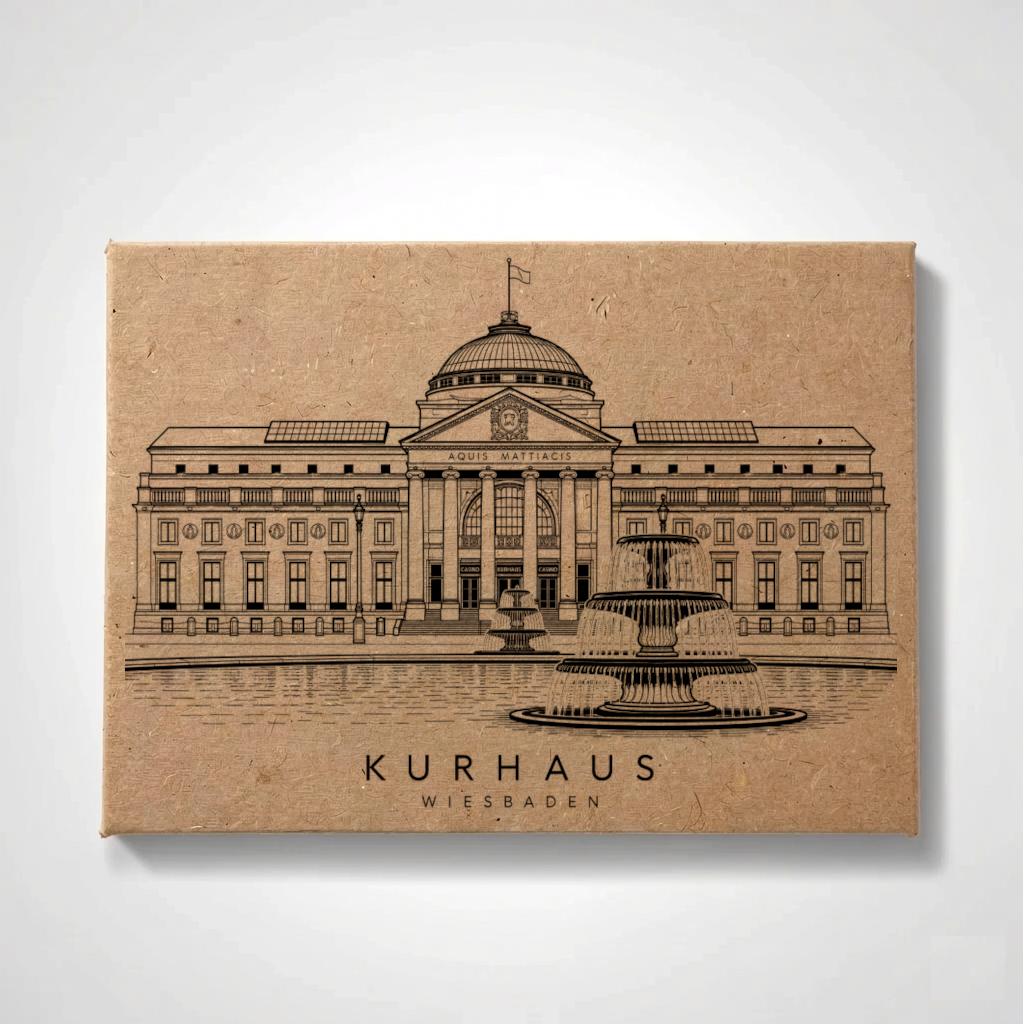 Handmade Fridge Magnet Souvenir - Wiesbaden - Kurhaus