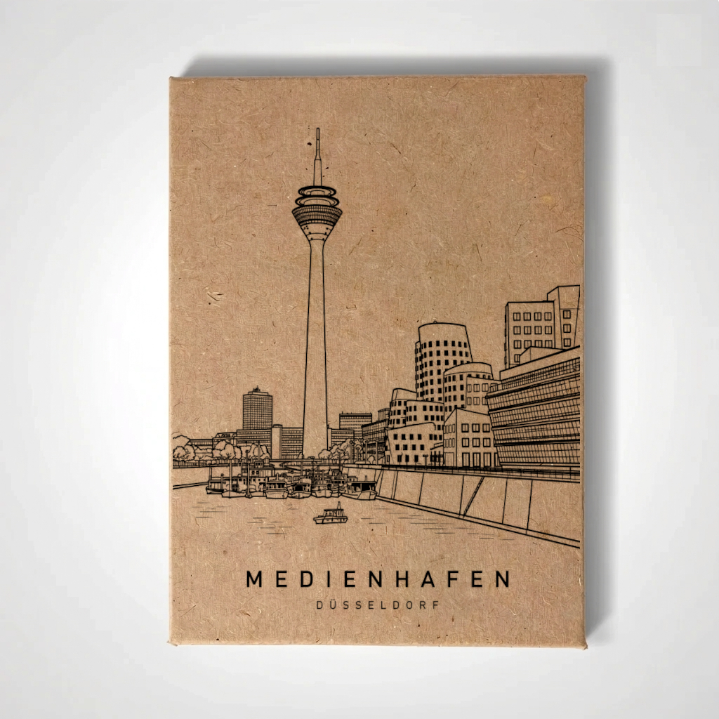 Handmade Fridge Magnet Souvenir - Düsseldorf - Media Harbour
