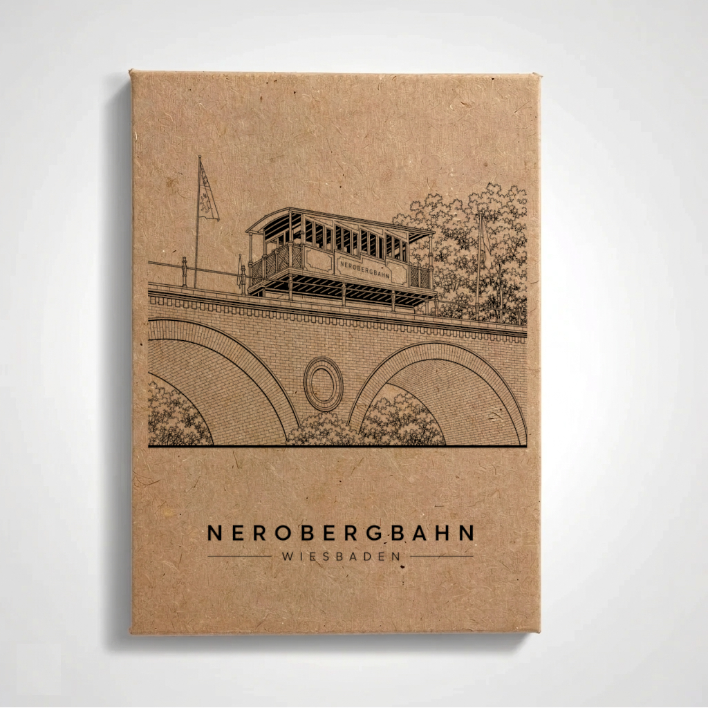 Handgefertigter Kühlschrankmagnet – Andenken – Wiesbaden – Nerobergbahn