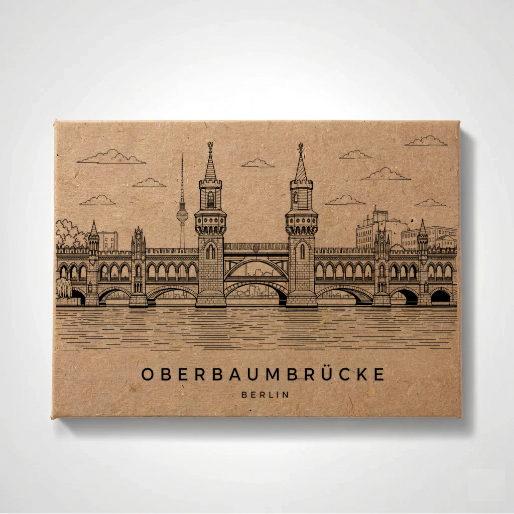 Berlin - Oberbaumbrücke | Aimant de réfrigérateur architectural artisanal