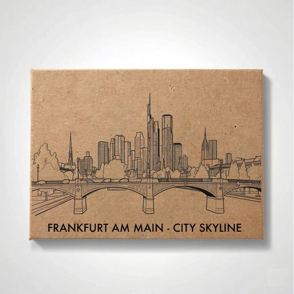 Frankfurt am Main - Stadt-Skyline | Handgefertigter architektonischer Kühlschrankmagnet