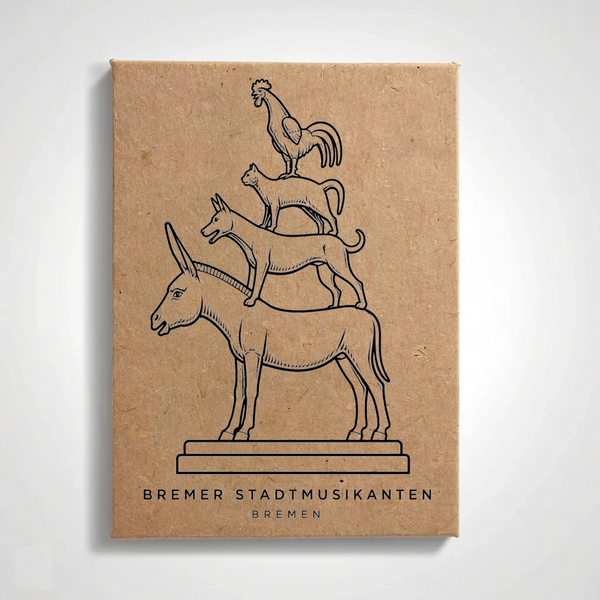 Bremen - Street Musicians | Handcrafted Architectural Fridge Magnet |. Bremen Souvenier