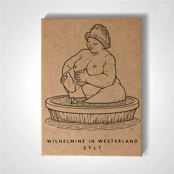 Wilhelmine in Westerland Sylt souvenir fridge magnet by strichwerke featuring a decorative illustration of Wilhelmine in Westerland.